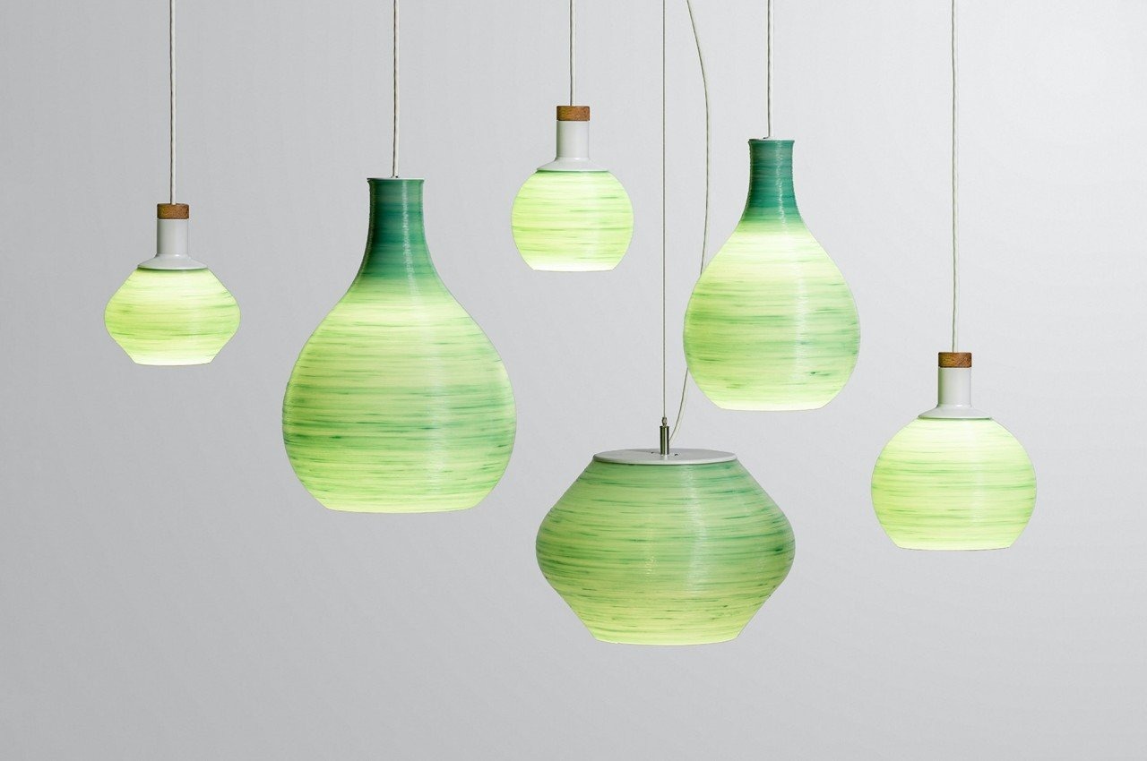 Upcycled plastic lamp shades with warm lighting – handmade eco decor India
